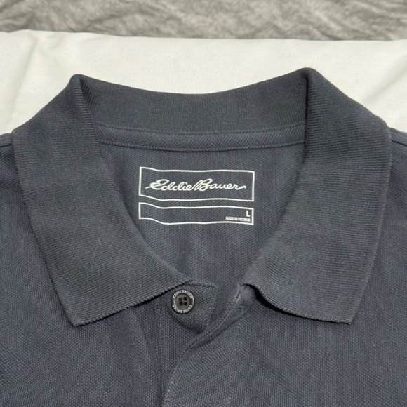 midnight navy eddie bauer men shirt size large collar and buttons short - Picture 5 of 7